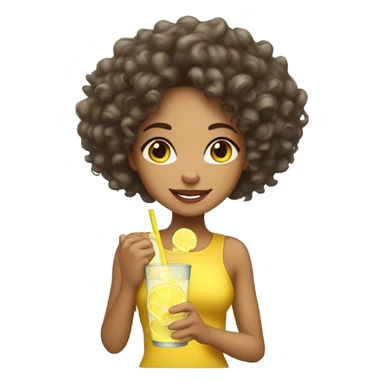 Big Lightskin girl with curly hair drinking lemonade sticker