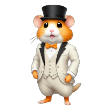 A joyful (((Orange Hamster))) dressed as a ((Gansta)), with a serious expression and and a elegant suite, pixelart sticker