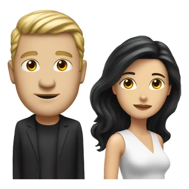 White Man behind white woman with black hair sticker