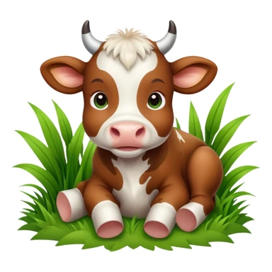 Baby cow in grass sticker