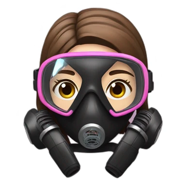 woman with blues eyes, large and straight brown hair, pink diving mask with a single crystal. underwater black suit sticker