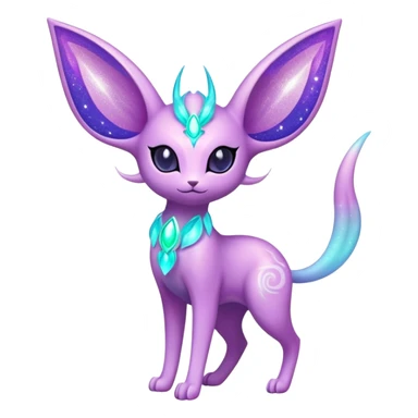 Shiny Exotic Tropical Colorful Neon-colored Glittery Ethereal Sparkly Espeon-Amaura-Aurorus-Fakémon-hybrid-creature (full body)  sticker