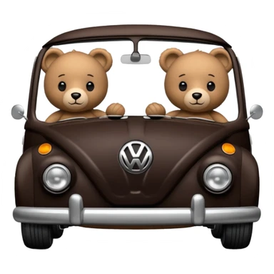 Two teddy bears in black Volkswagen  sticker