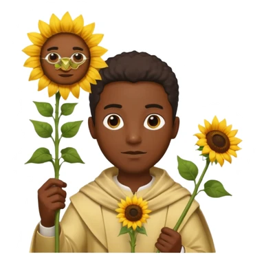 black man god with sunflower, scepter sticker