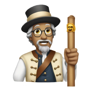 a historical figure wearing a sign that says for sale sticker