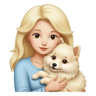 blonde hug a cream color spitz dog sticker
