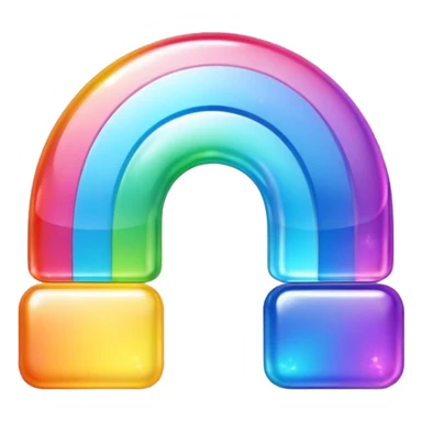 A 3d, not too detailed rainbow colored sparkling special shaped prismatic icon sticker