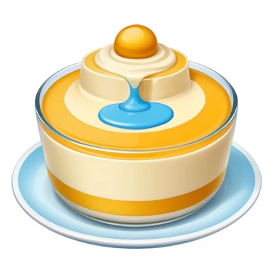 Guangdong Double Skin Milk pudding with smooth layers, simplified emoji style with bold outlines and bright colors, cartoon style famous Cantonese dessert sticker