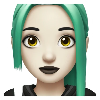 Pale gothic girl with green and black multicolored hair and facial piercings  sticker