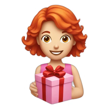 red head person holding a gift sticker