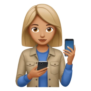 woman casual clothes looking at a mobile phone sticker