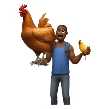 giga chad mewing and holding a chicken sticker