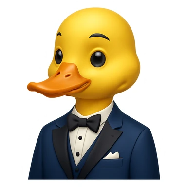 Change the suit to blue, keep the yellow duck gentlemanly, in apple emoji style, with no background. sticker