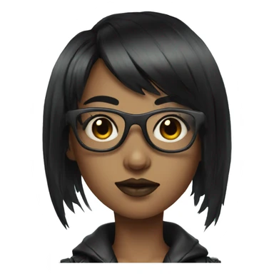 cyberpunk girl with bangs and black hair with glasses sticker