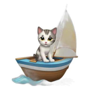 Very cute kitten sailing on a boat sticker