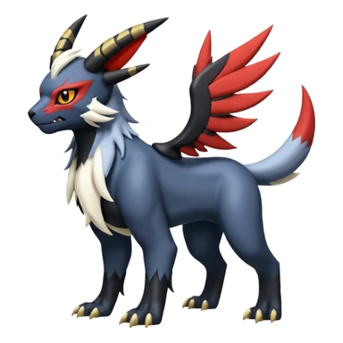 Handsome cool badass edgy Absol-Litten-Umbreon-Giratina-Pokémon-Fakémon-fusion-hybrid-creature, full body sticker