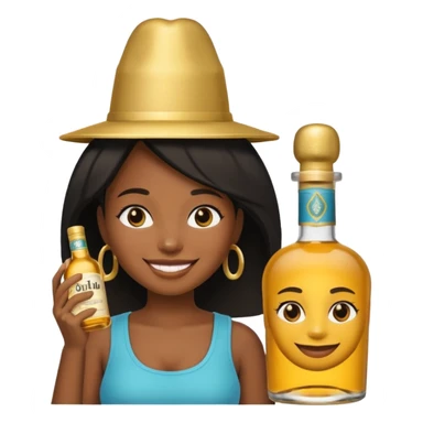 Black girl emoji with don Julio on her head sticker