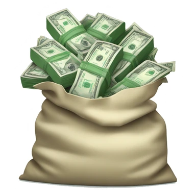 bag of money bursting with green stacks of cash sticker