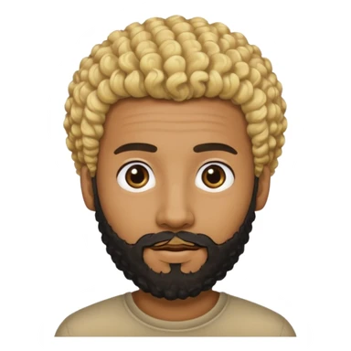 Black man with curly blonde hair and a black beard sticker