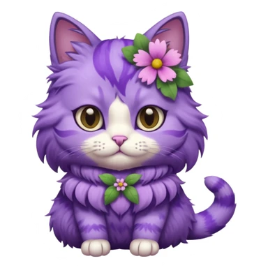A purple cat with flower dresses  sticker
