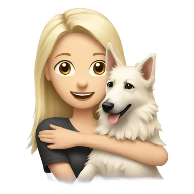 blonde girl hugs white shepherd sticker
