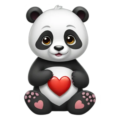 Cute panda with heart big sticker