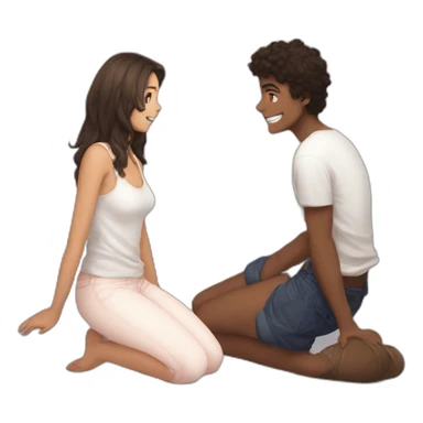 Very Good prompt ➝ == Draw Me a girl on both knees ;; in front of a French young man standing  sticker