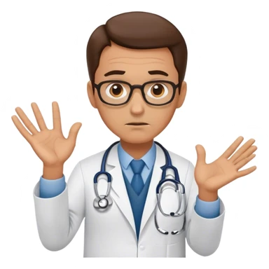 busy anoyed doctor shows no with gesture sticker
