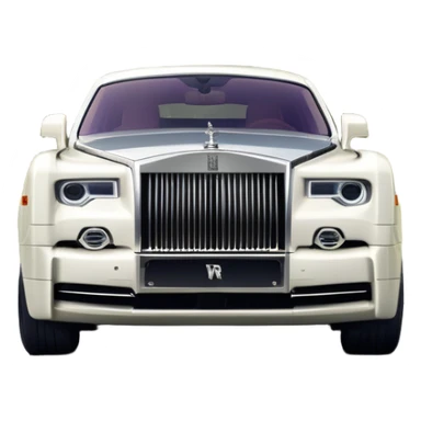 Rolls-Royce Phantom (2022) – cinematic-realistic Rolls-Royce Phantom emoji, its polished silver frame glistening under the sun as it glides down a winding, tree-lined road. The iconic Spirit of Ecstasy hood ornament stands proudly, the V12 engine hums silently  sticker