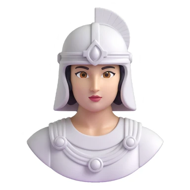 Athena 3D emoji face, marble statue effect, helmet and face both monochromatic marble, elegant and powerful sticker