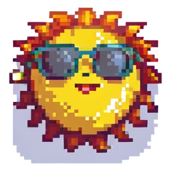cheerful sun with sunglasses pixel art sticker