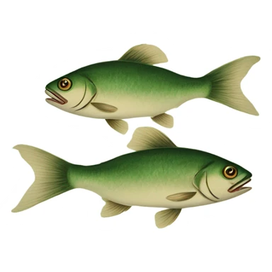 Two fish one above the other but green and beige china dish print sticker
