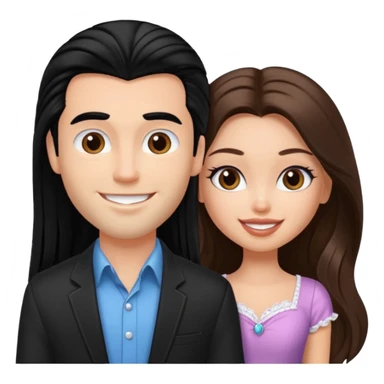 a pretty fair bratz girl with long brown hair and handsome white man with black hair sticker