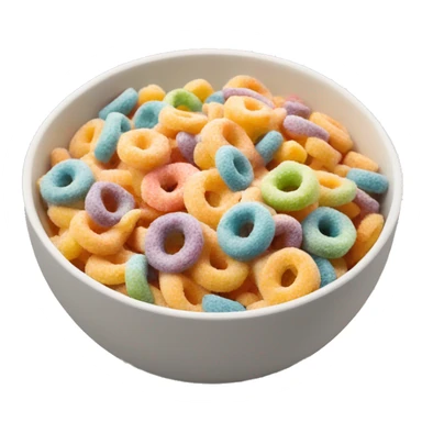 A bowl of fruit loops cereal with milk sticker