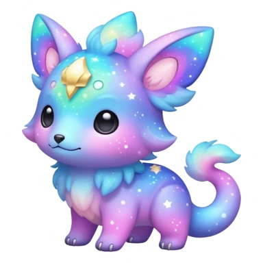 Cute adorable kawaii colorful pastel nebula fantasy animal hybrid Fakemon full body sticker