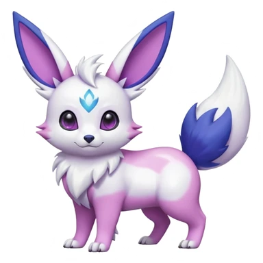 Frosty Albino Shiny White with Violet and Indigo and pink markings Eevee-Liepard-Zangoose-Pokémon-Digimon-Fakémon-fusion-hybrid-creature sticker