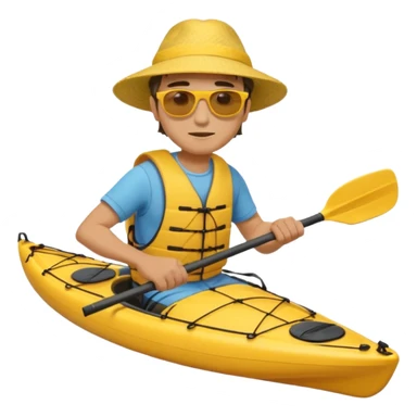 Yellow sea kayak with male paddler sticker