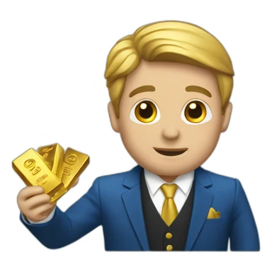 Posh-man-with-blue-suit-offering-goldbar sticker
