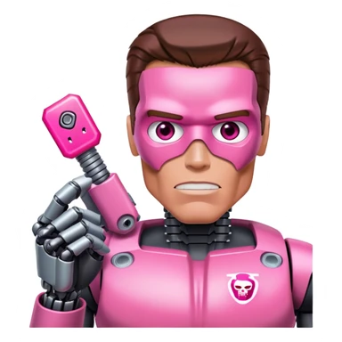 schwarzenegger-looking half robotic half human pink terminator holding excel pink icon sticker