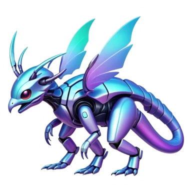 Futuristic complex detailed iridescent aesthetic-scenery-Fakémon-creature sticker