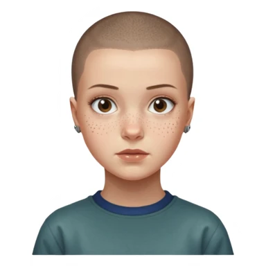 Eleven from stranger things with a buzz cut sticker