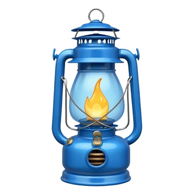 adorable cartoon blue oil lantern emoji, hurricane style with wire guard sticker