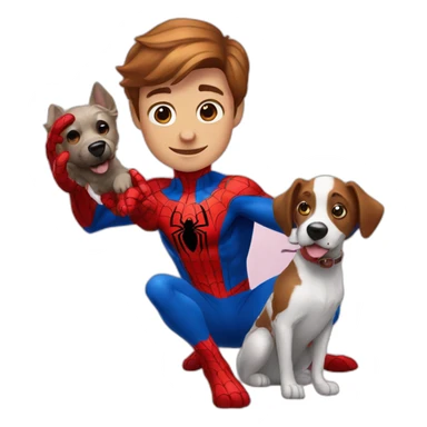 Spider-Man petting a dog  sticker