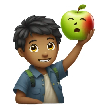 Apple With Funny little Boy sticker