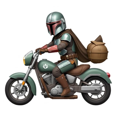 Mandalorian on a motorcycle sticker