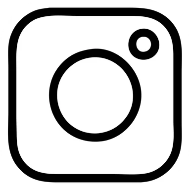 minimal white Instagram icon with simplified camera shape, outlined style, suitable for dark background sticker
