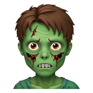 zombie slime youthful face, messy brown hair, sticker