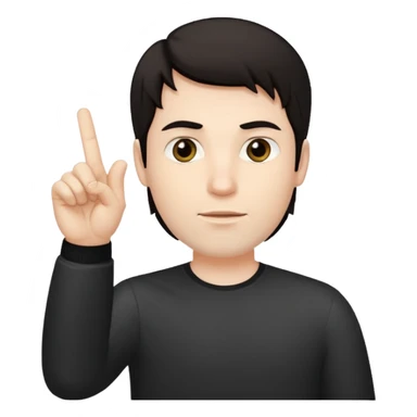 White man darl hair and neutral expression with middle finger sticker