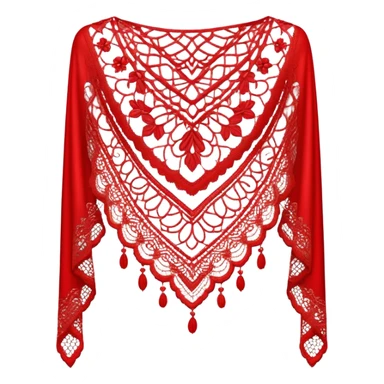 A simple red lace shawl with a delicate design sticker