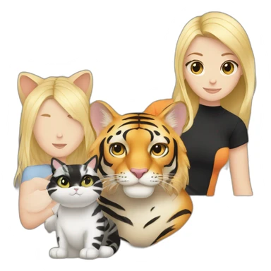 Blond white girl with black cat and tiger cat sticker